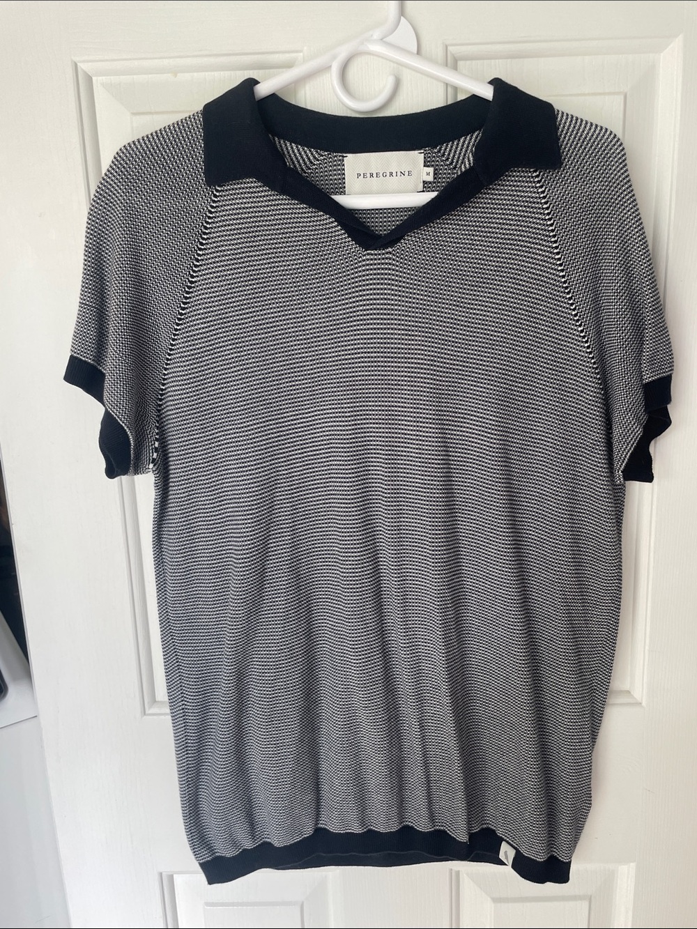 Peregrine Navy & White Short-Sleeve Knit Polo for Men